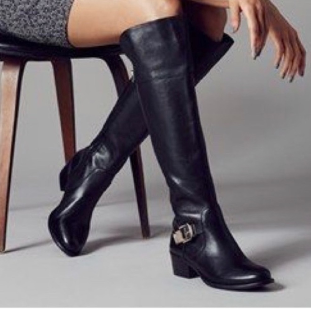New! Vince Camuto Bocca Boot - Black Leather - Picture 1 of 5